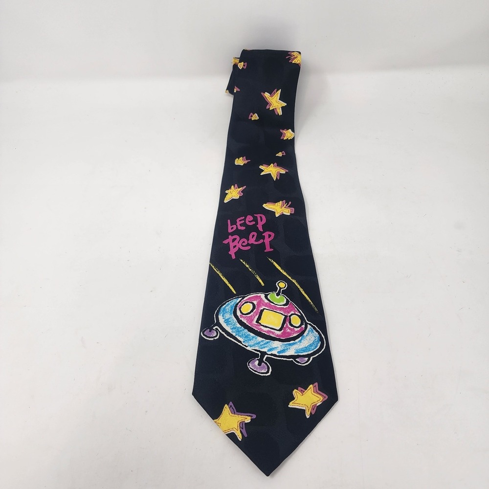Vintage 90s Rare Tamagotchi Theme Neck Tie 56in 1997 Bandai Necktie